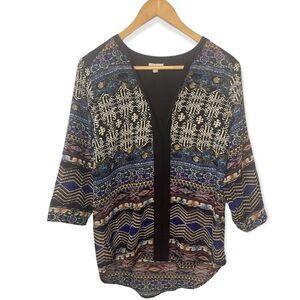 Antilia Femme‎ V-Neck 3/4 Sleeve Boho Top Sz M​​